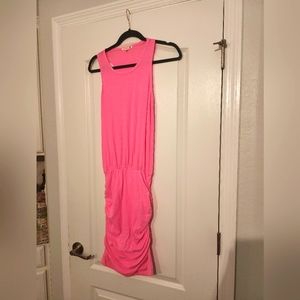 Sundry hot pink ruched tank dress small